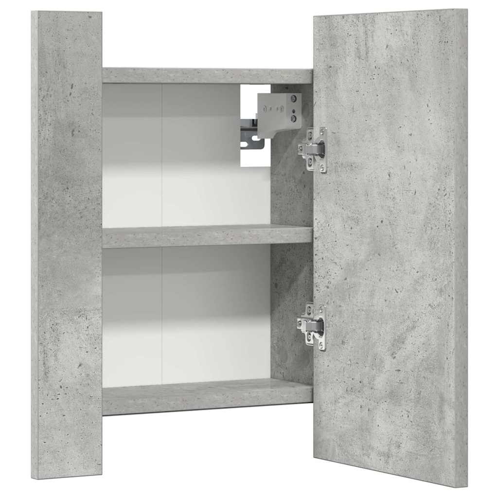 Betonszürke akril LED-es tükrös fürdőszobaszekrény 40x12x45 cm 14