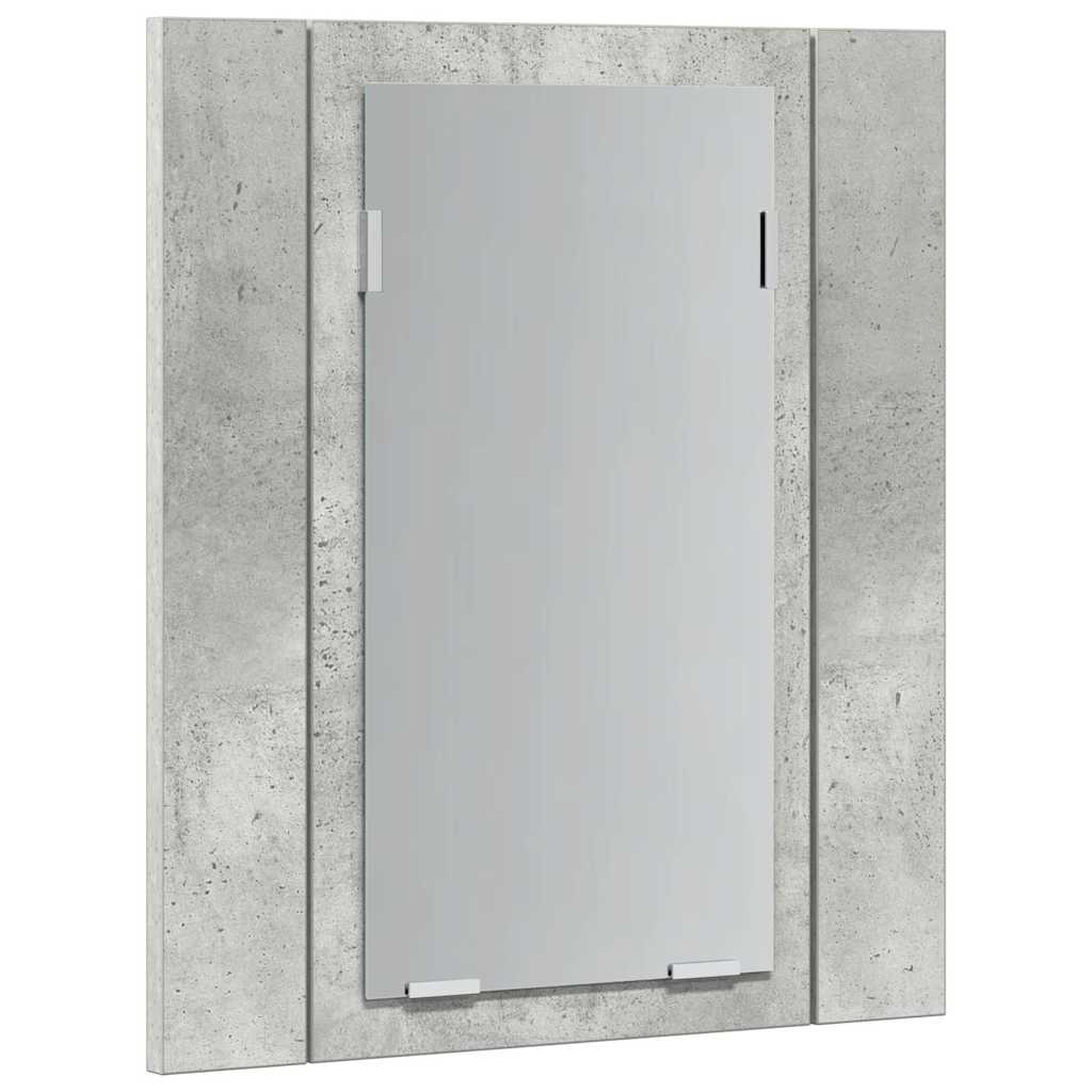 Betonszürke akril LED-es tükrös fürdőszobaszekrény 40x12x45 cm 8