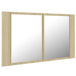 Tölgyszínű akril LED-es tükrös fürdőszobaszekrény 80x12x45 cm 8