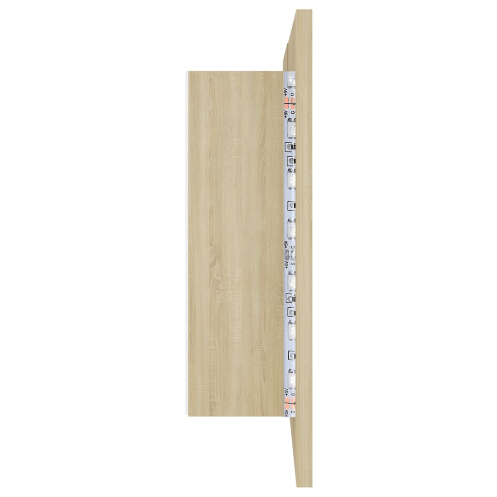 Tölgyszínű akril LED-es tükrös fürdőszobaszekrény 80x12x45 cm 10