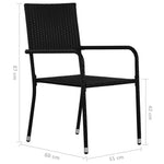 3 részes fekete polyrattan kerti étkezőgarnitúra 12