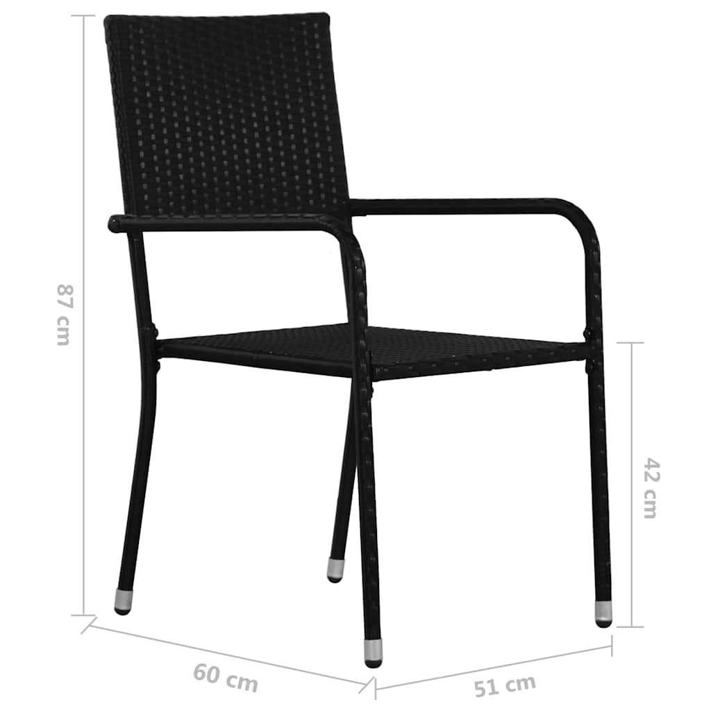3 részes fekete polyrattan kerti étkezőgarnitúra 12