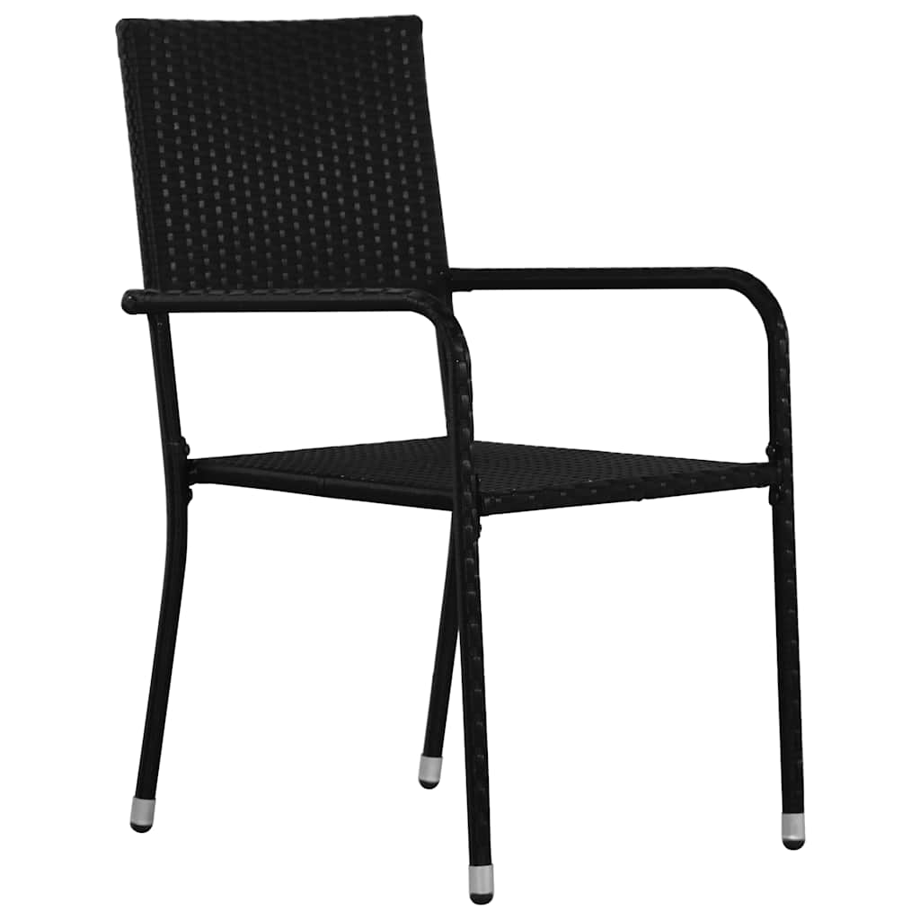 3 részes fekete polyrattan kerti étkezőgarnitúra 4
