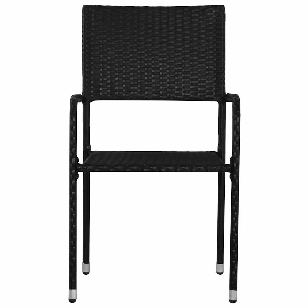3 részes fekete polyrattan kerti étkezőgarnitúra 5