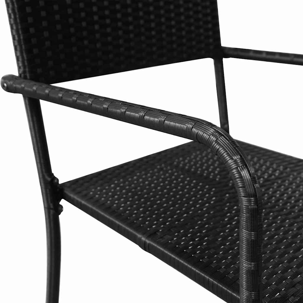 3 részes fekete polyrattan kerti étkezőgarnitúra 6