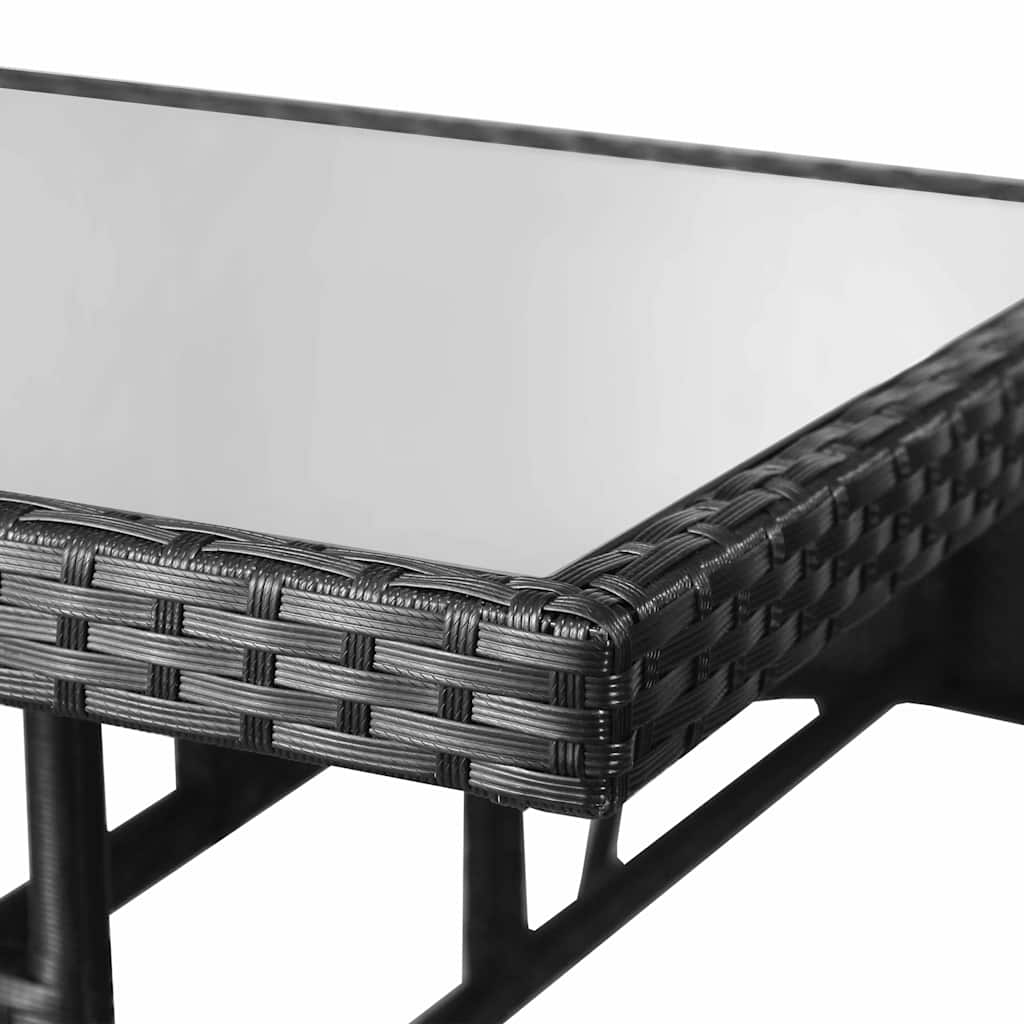 3 részes fekete polyrattan kerti étkezőgarnitúra 11