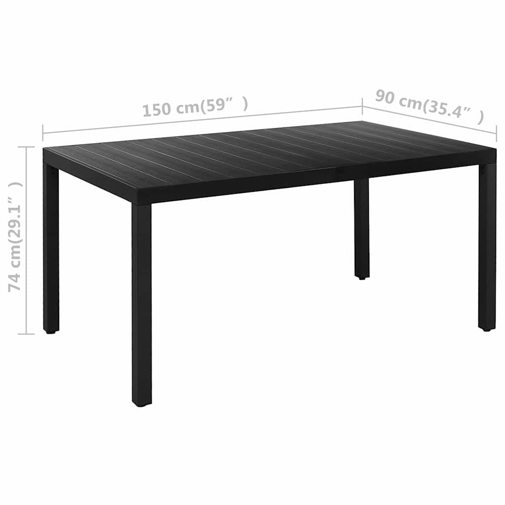 5 részes fekete kerti étkezőgarnitúra 12