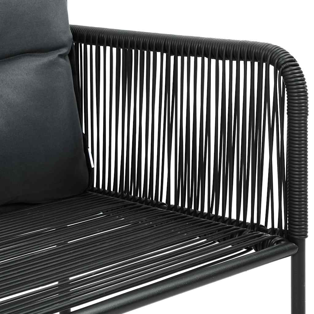 3 részes fekete és barna PVC rattan kerti étkezőgarnitúra 7