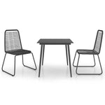 3 részes fekete PVC rattan kerti étkezőgarnitúra 2