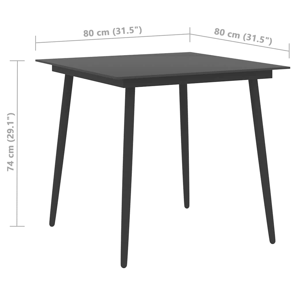 3 részes fekete PVC rattan kerti étkezőgarnitúra 7
