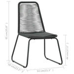 3 részes fekete PVC rattan kerti étkezőgarnitúra 8