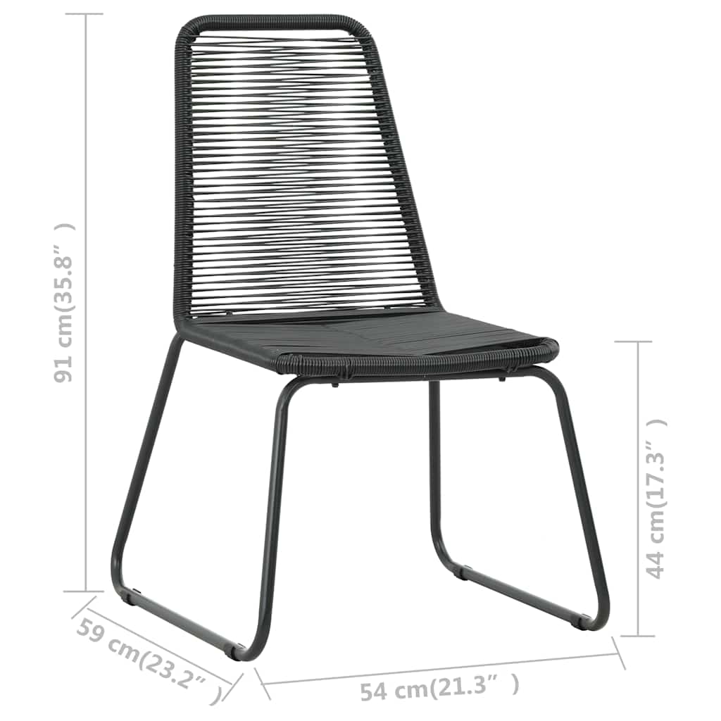 3 részes fekete PVC rattan kerti étkezőgarnitúra 8