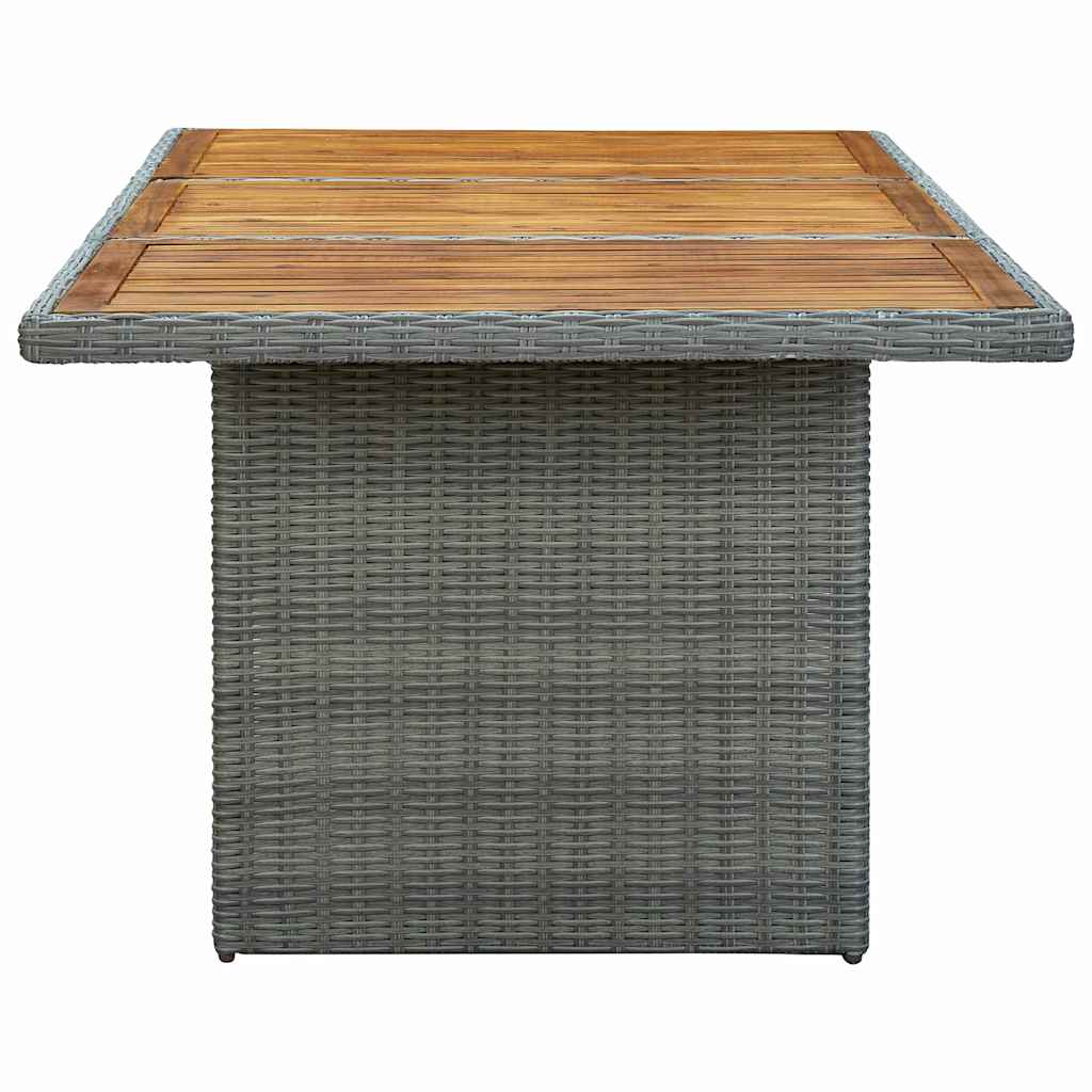 9 részes világosszürke polyrattan kültéri étkezőszett párnákkal 12
