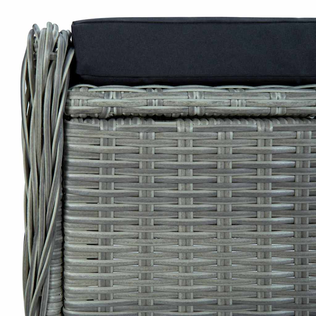 9 részes világosszürke polyrattan kültéri étkezőszett párnákkal 16