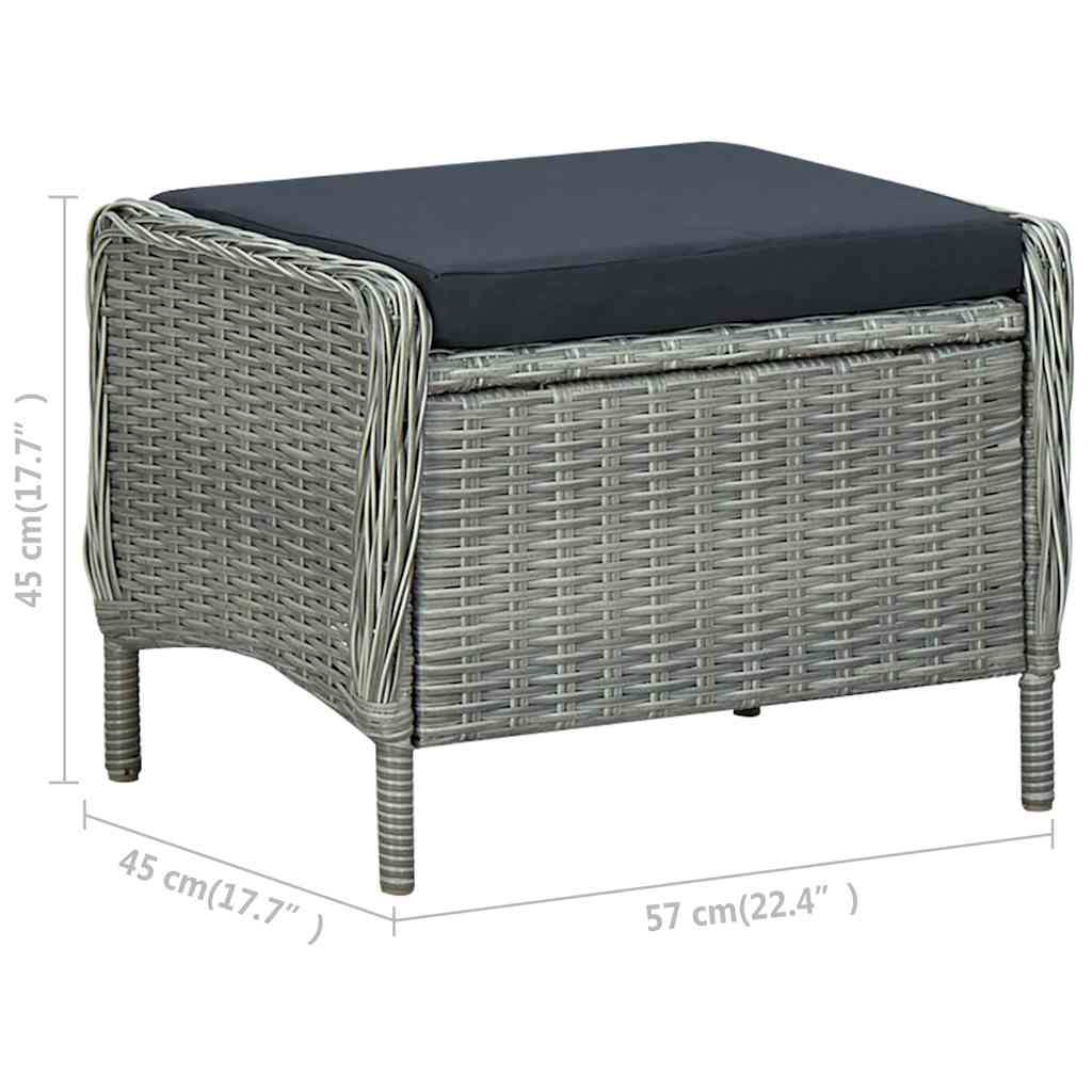 9 részes világosszürke polyrattan kültéri étkezőszett párnákkal 19