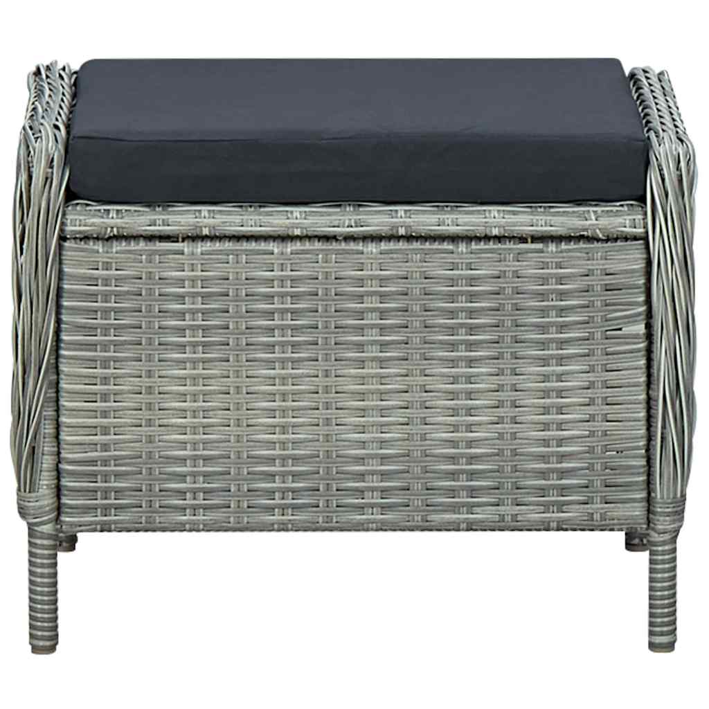 9 részes világosszürke polyrattan kültéri étkezőszett párnákkal 9