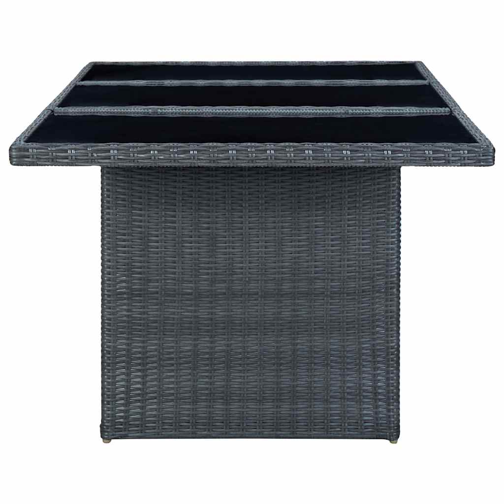 9 részes sötétszürke polyrattan kültéri étkezőszett párnákkal 11