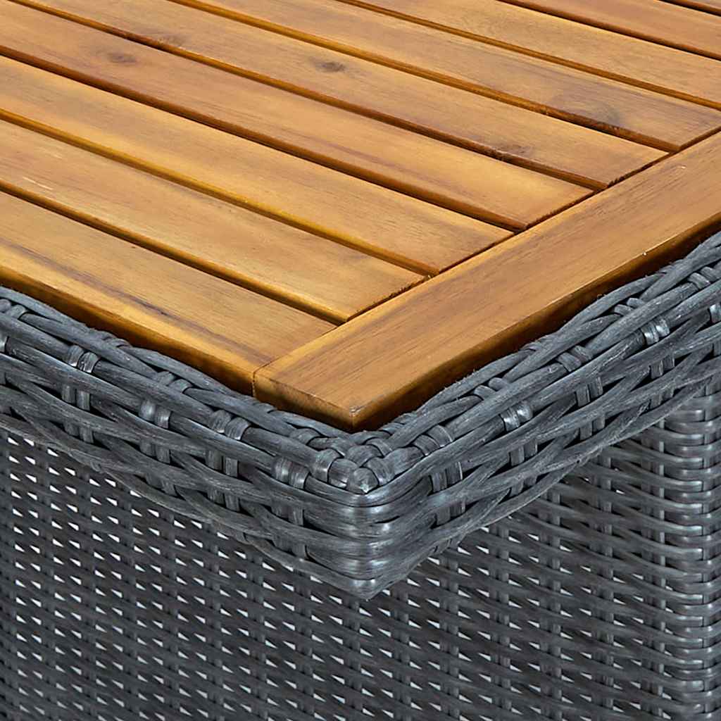 9 részes sötétszürke polyrattan kültéri étkezőszett párnákkal 13