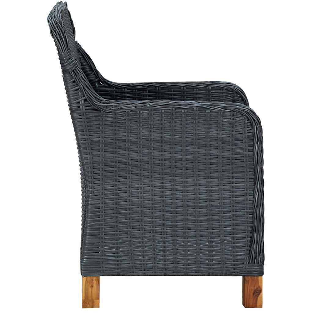 9 részes sötétszürke polyrattan kültéri étkezőszett párnákkal 6