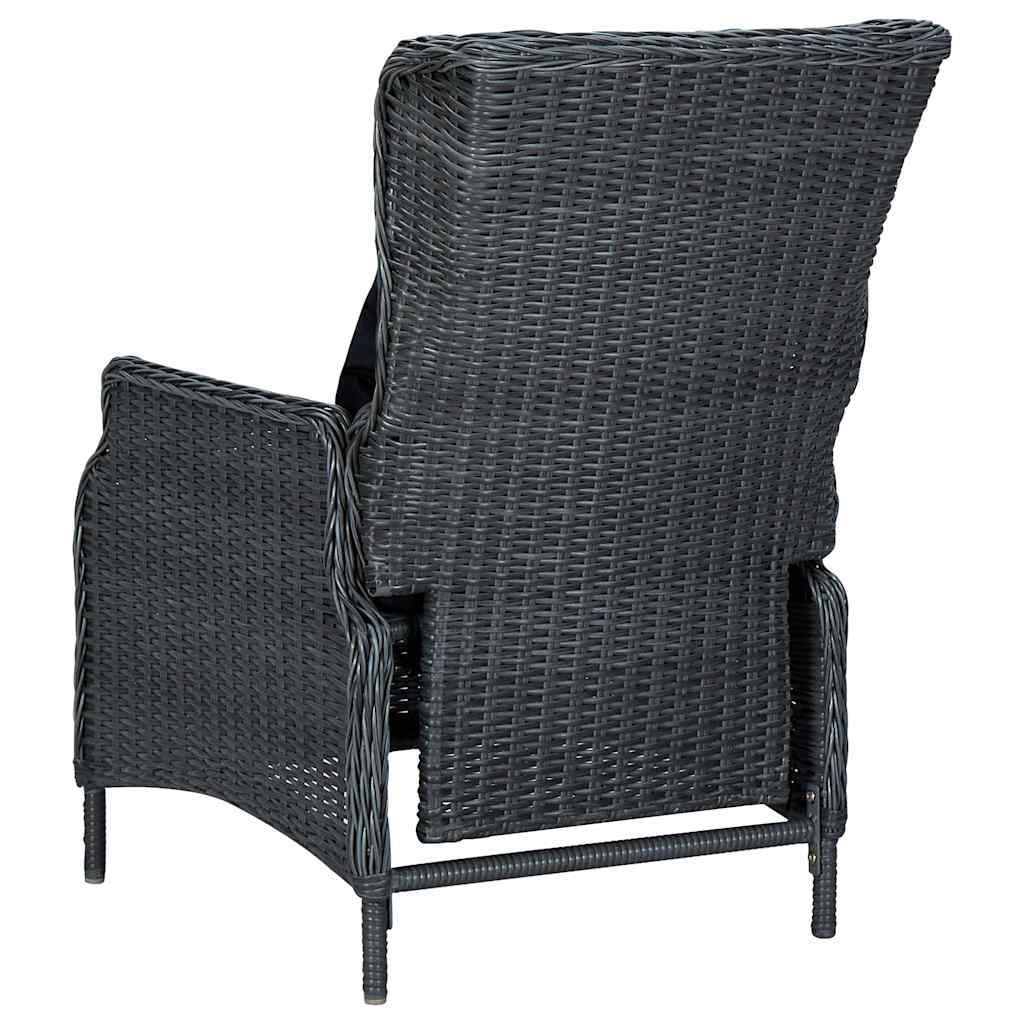 9 részes sötétszürke polyrattan kültéri étkezőszett párnákkal 6