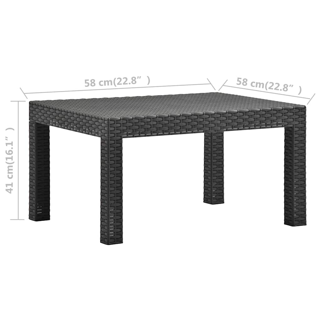 2 részes antracitszürke PP rattan kerti pihenőszett párnával 9