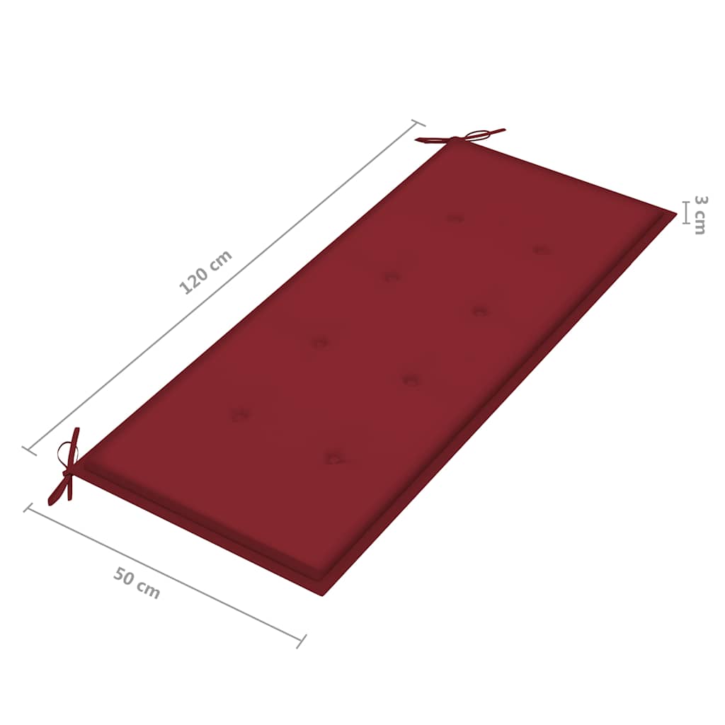 2 személyes tömör eukaliptuszfa kerti pad párnával 120 cm 10