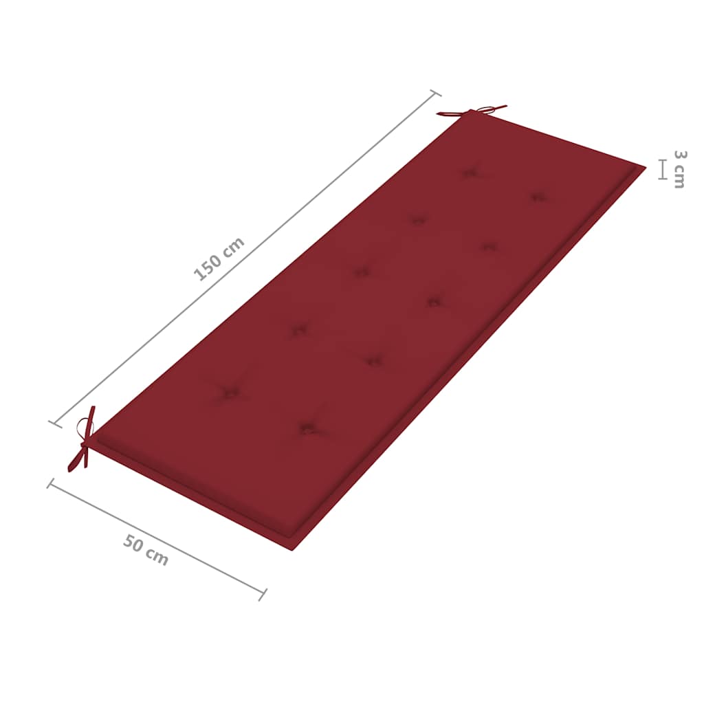 3 személyes tömör eukaliptuszfa kerti pad párnával 150 cm 10