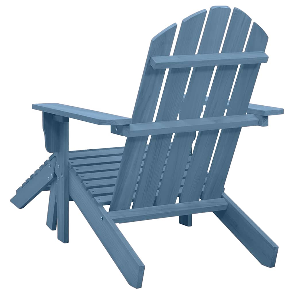 Kék tömör fenyőfa kerti Adirondack szék zsámollyal 4
