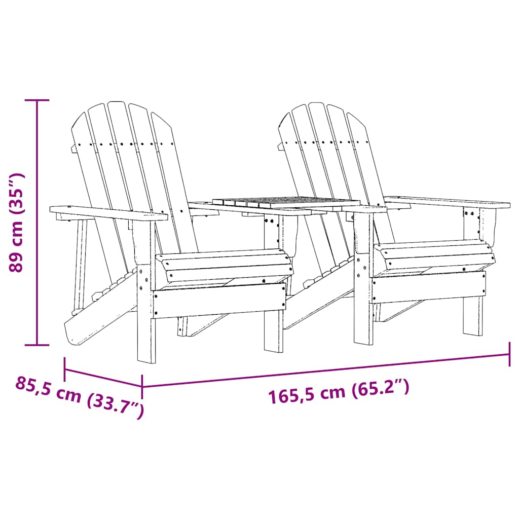Tömör fenyőfa kerti Adirondack székek teázóasztallal 6