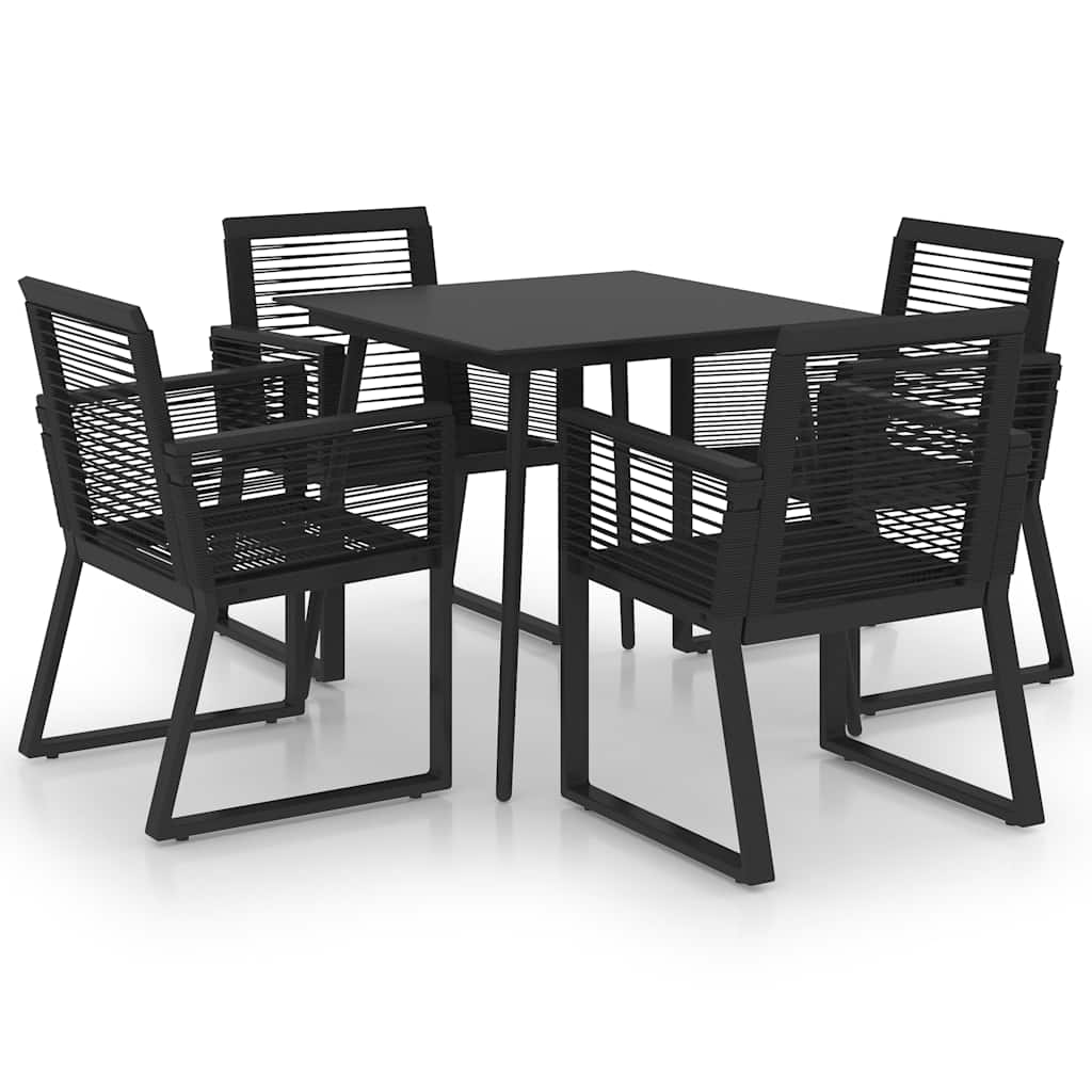 5 részes fekete PVC rattan kültéri étkezőgarnitúra 2