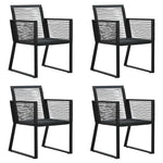 5 részes fekete PVC rattan kültéri étkezőgarnitúra 6