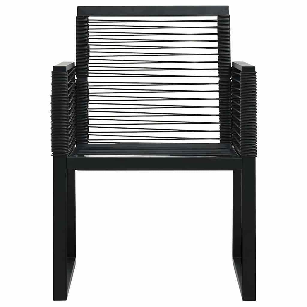 5 részes fekete PVC rattan kültéri étkezőgarnitúra 8
