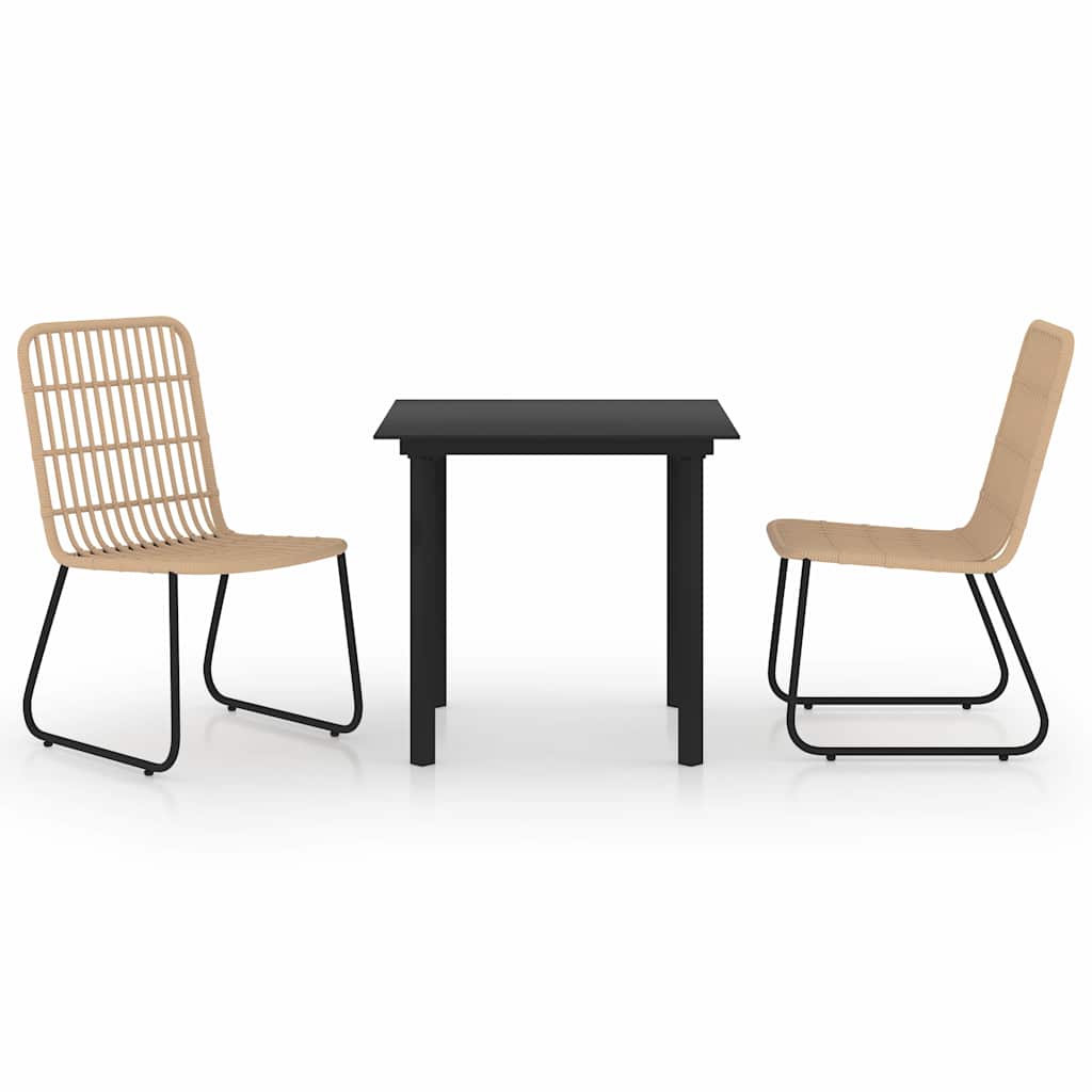 3 részes polyrattan és üveg kültéri étkezőgarnitúra 2