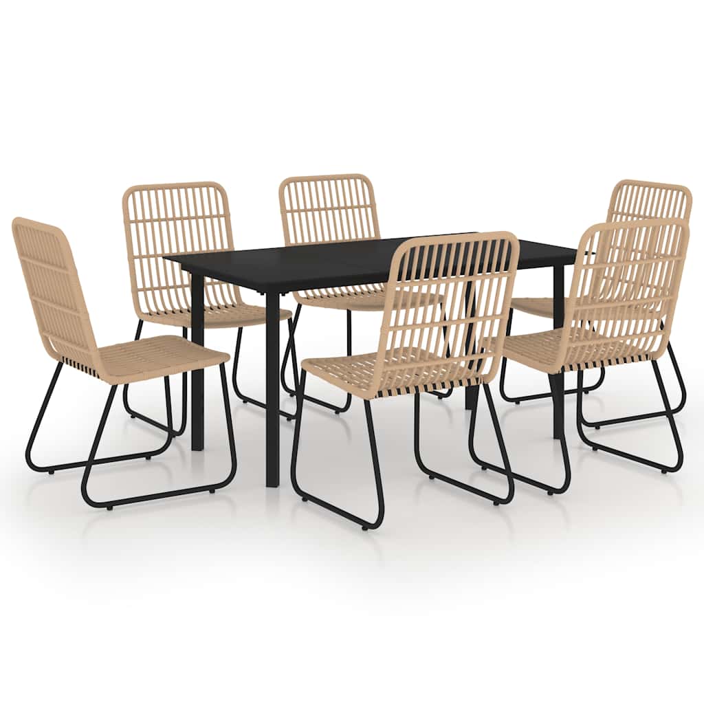 7 részes polyrattan és üveg kültéri étkezőgarnitúra 2