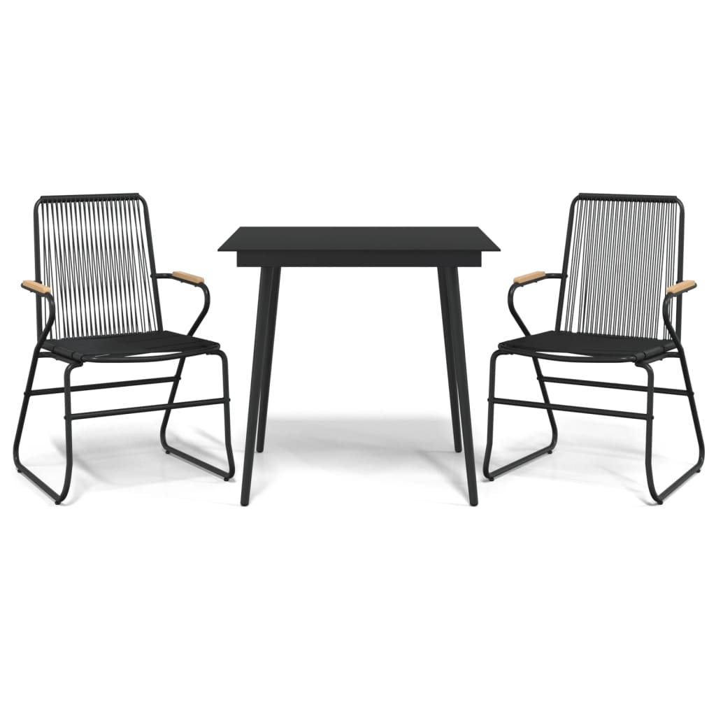 3 részes fekete PVC rattan kerti étkezőgarnitúra 2