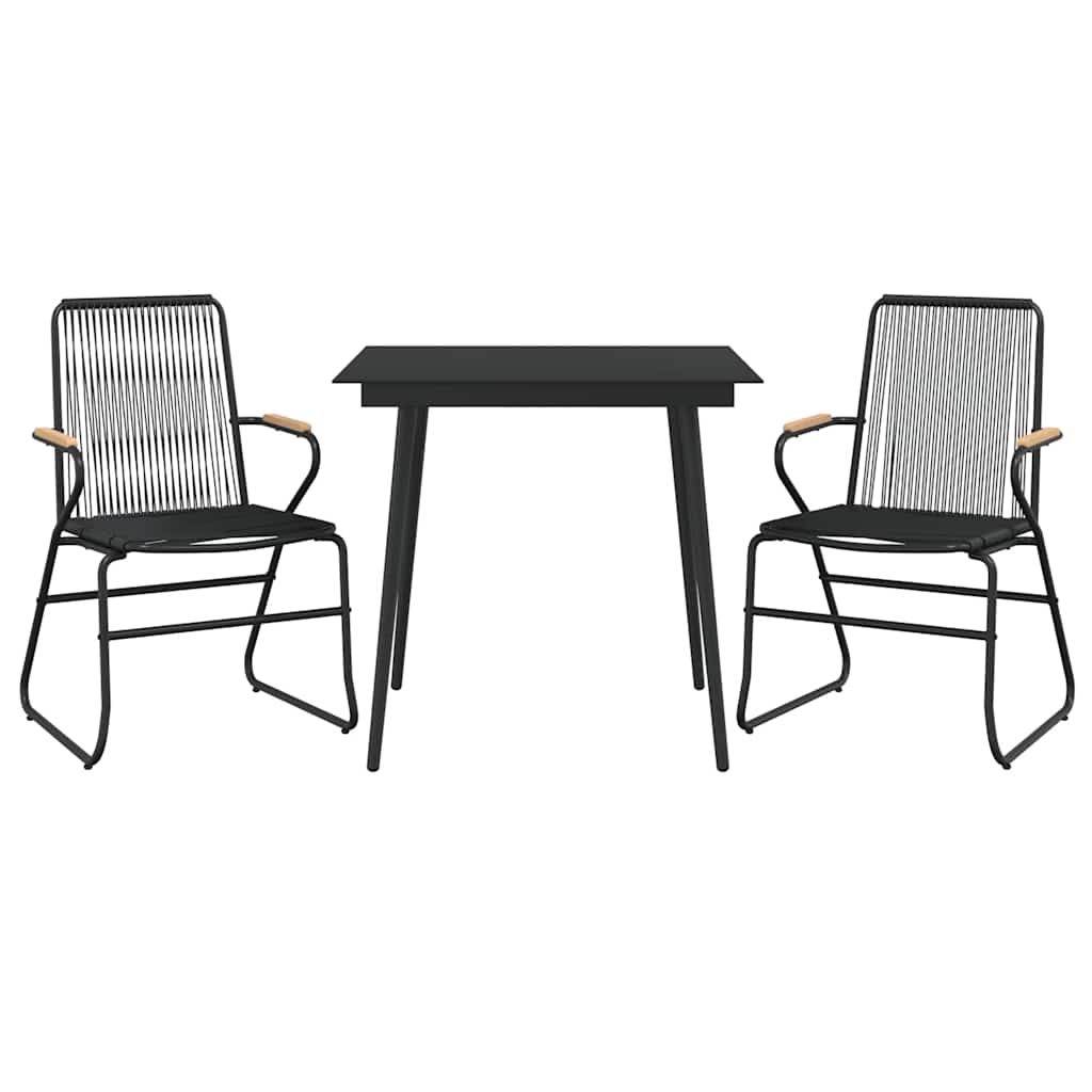 3 részes fekete PVC rattan kerti étkezőgarnitúra 3