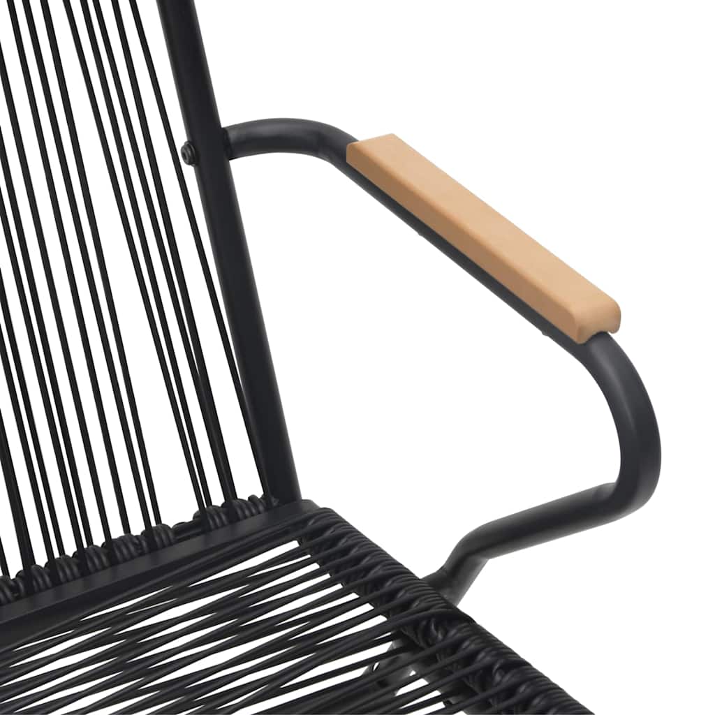 3 részes fekete PVC rattan kerti étkezőgarnitúra 9