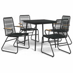 5 részes fekete PVC rattan kerti étkezőgarnitúra 2
