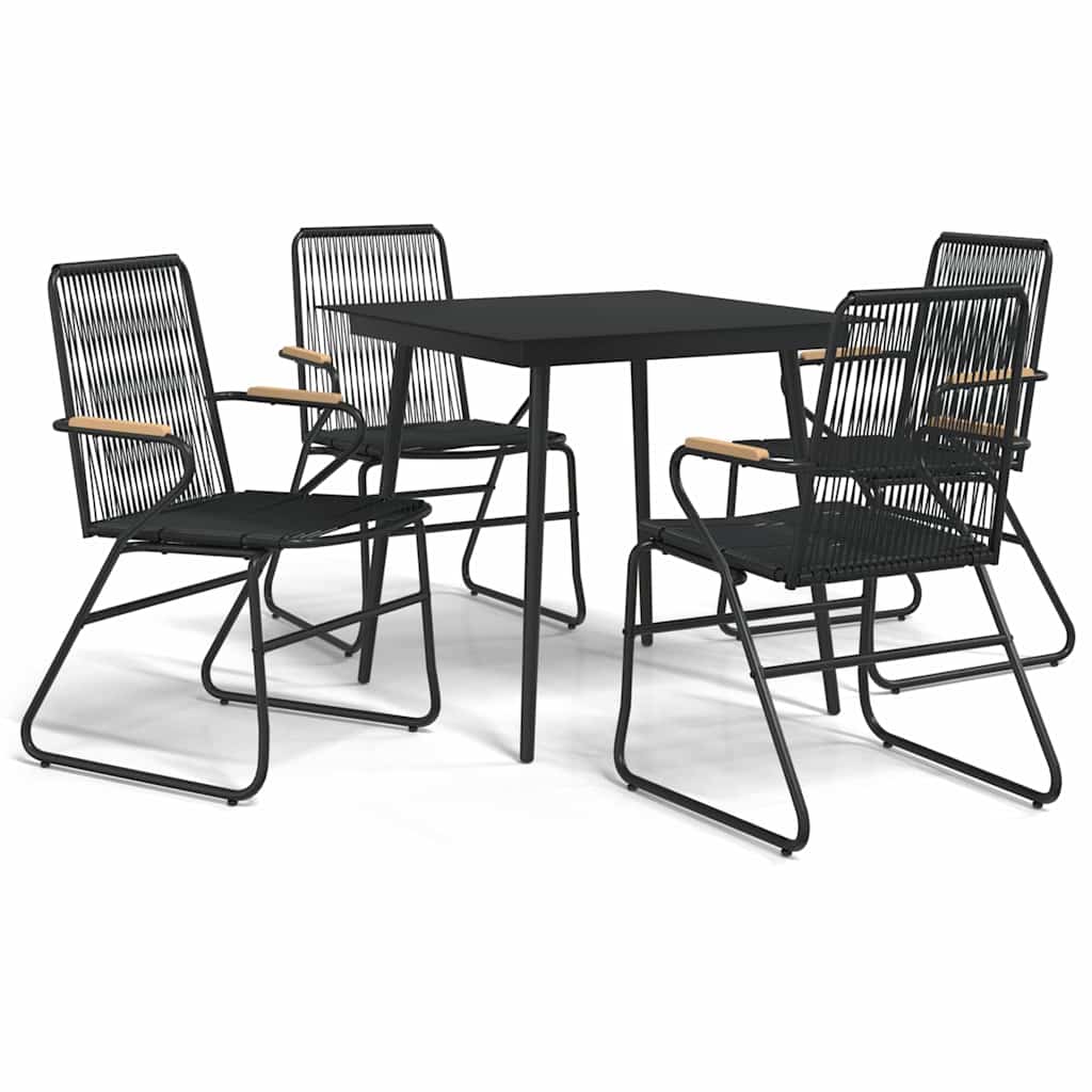 5 részes fekete PVC rattan kerti étkezőgarnitúra 2