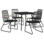 5 részes fekete PVC rattan kerti étkezőgarnitúra 3