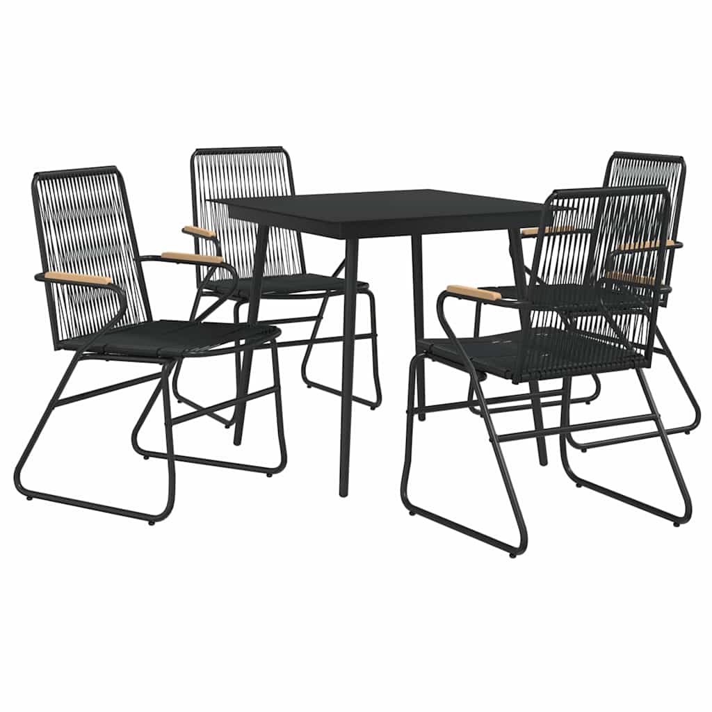 5 részes fekete PVC rattan kerti étkezőgarnitúra 3