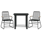 3 részes fekete PVC rattan kerti étkezőgarnitúra 2