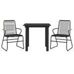 3 részes fekete PVC rattan kerti étkezőgarnitúra 3