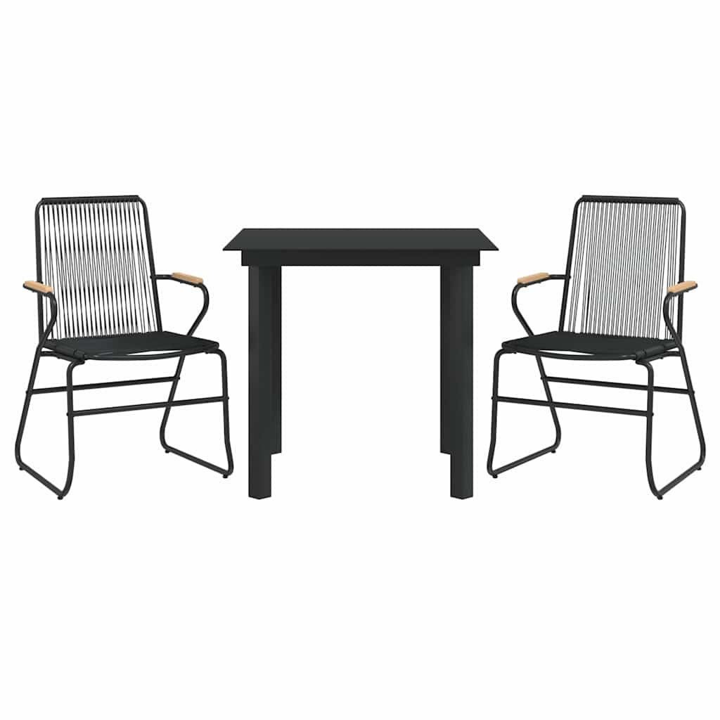 3 részes fekete PVC rattan kerti étkezőgarnitúra 3