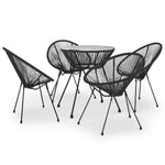 5 részes fekete PVC rattan kültéri étkezőgarnitúra 2