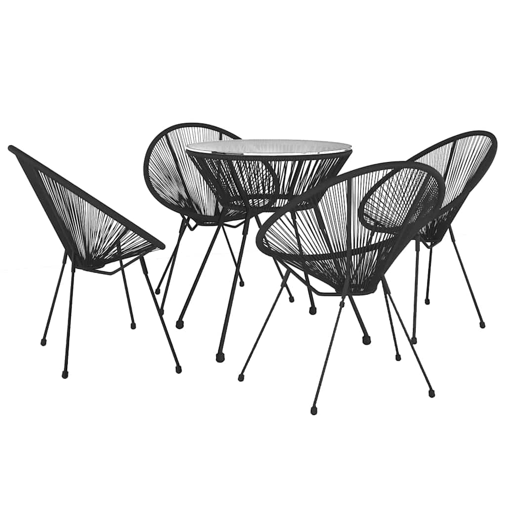 5 részes fekete PVC rattan kültéri étkezőgarnitúra 3