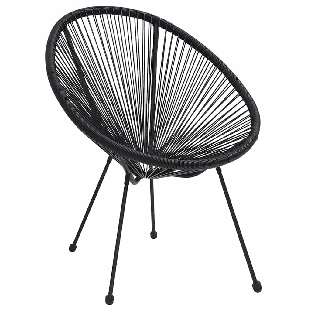 5 részes fekete PVC rattan kültéri étkezőgarnitúra 6