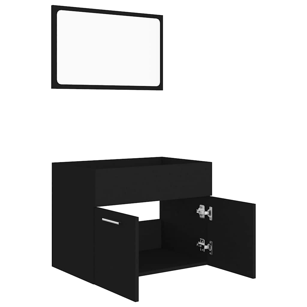 2 részes fekete forgácslap fürdőszobai bútorszett 6