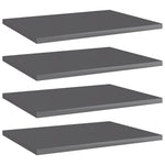 4 db magasfényű szürke forgácslap könyvespolc 40 x 30 x 1,5 cm
