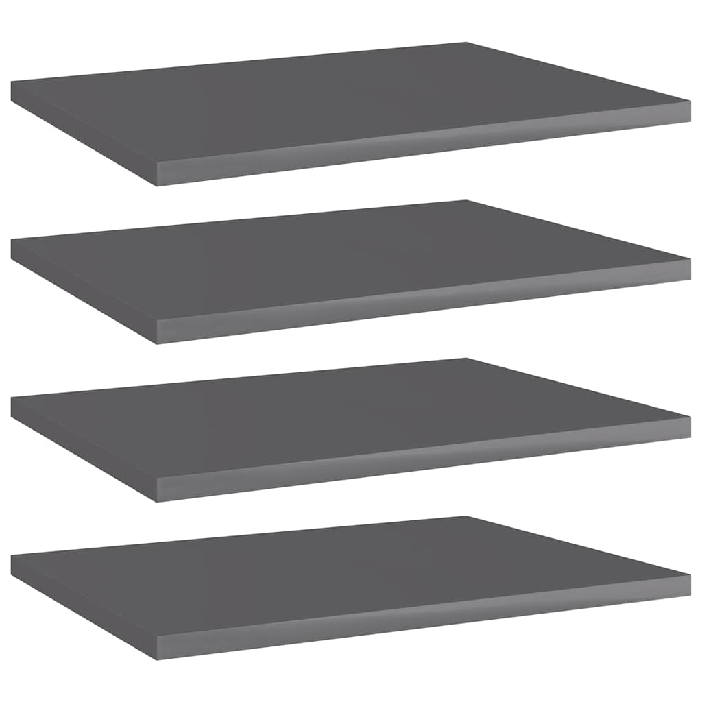 4 db magasfényű szürke forgácslap könyvespolc 40 x 30 x 1,5 cm
